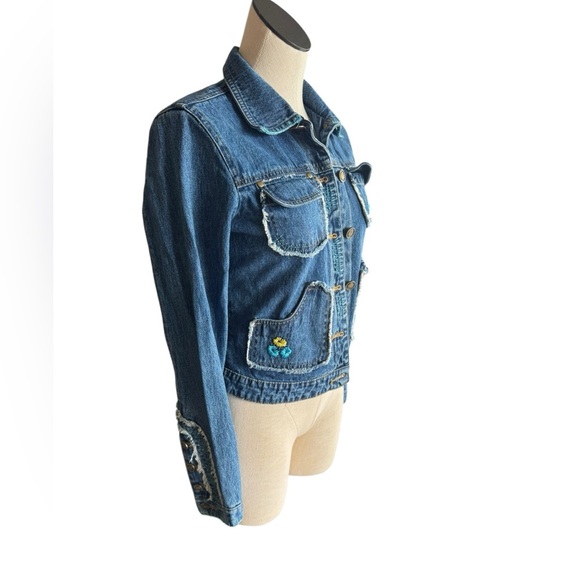Y2K Floral Stitched Denim Jacket size Medium - Picture 5 of 11